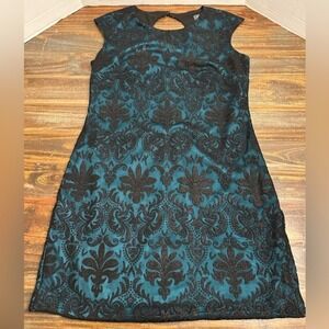 Vince Camuto Dress Damask Print Sleeveless Laced‎ Lined Size 8